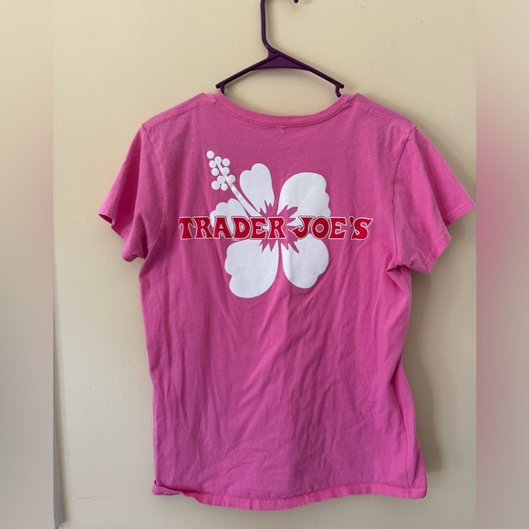 Trader Joes 🌺 pink shirt sorry for wrinkles. Can come out with another wash - Picture 2 of 2